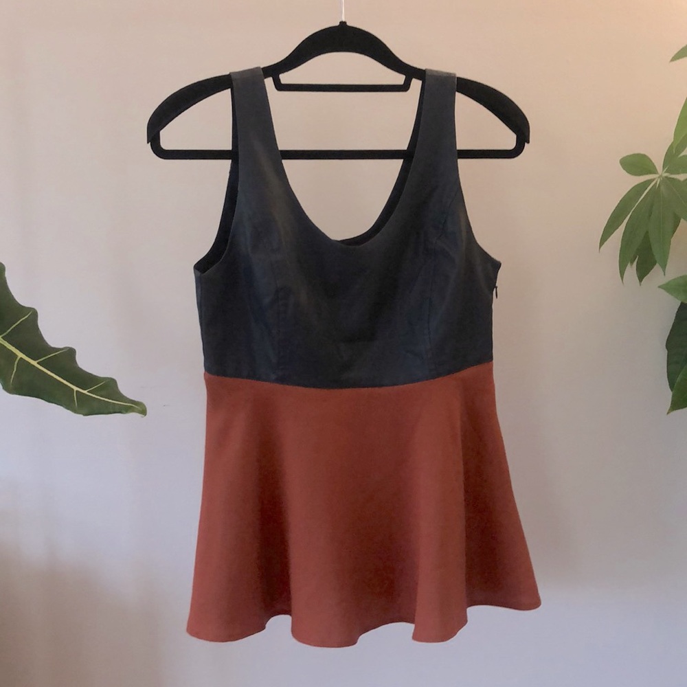 3/$25 Leather look colorblock tank in peplum style